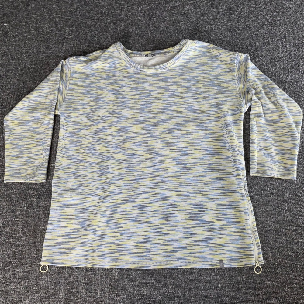 T by Talbots Womens 1X Space Dye Side Zip Sweatshirt Blue Green VN530103/22